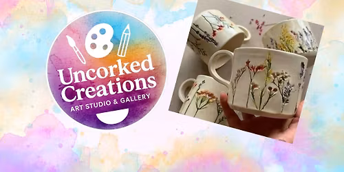 Clay Hand-building class, Pressed Floral Mugs!
