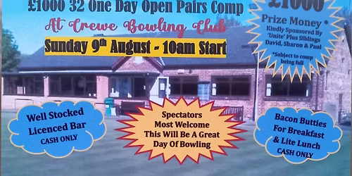 THE \u00a31000 KEN & MAUREEN MORREY MEMORIAL OPEN PAIRS COMPETITION 2026