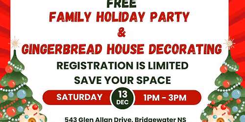 FREE Gingerbread house decorating party and Children's Holiday Partyy