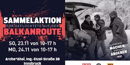 SOS Balkanroute: Sammelaktion f\u00fcr Gefl\u00fcchtete in Innsbruck