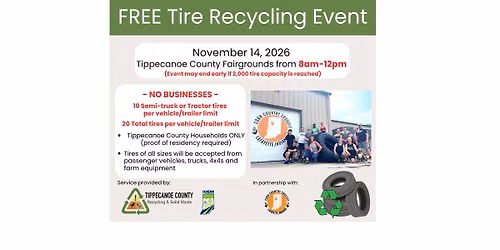 FREE - Tire Recycling Day for Tippecanoe County Households