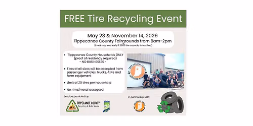 FREE - Tire Recycling Day for Tippecanoe County Households