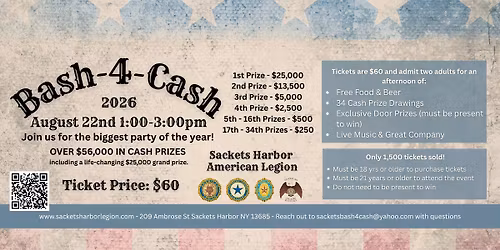 2026 Sackets Harbor American Legion Bash-4-Cash 