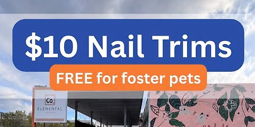 $10 Nail Trims - FREE for fosters at Elemental Coffee with Pawdicure