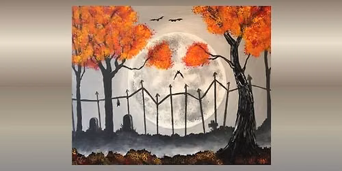 \ud83c\udf19\ud83d\udc7b Paint and Sip: Haunted Moon \ud83c\udf83\u2728