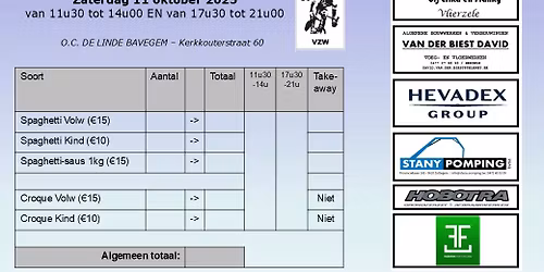 WTC Niet Versagen Spaghetti/croque- festijn