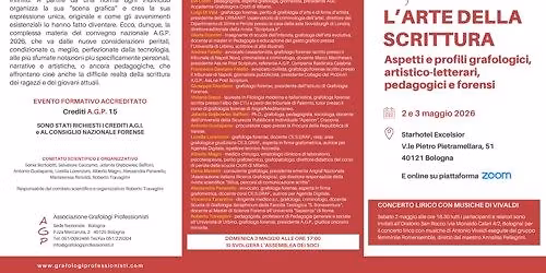 L'ARTE DELLA SCRITTURA. Aspetti e profili grafologici, artistico-letterari, pedagogici e forensi.