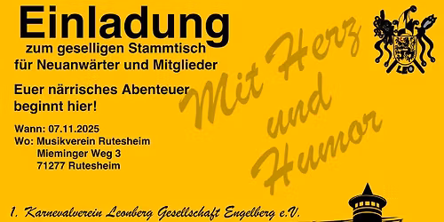 Stammtisch f\u00fcr Neuanw\u00e4rter und Mitglieder