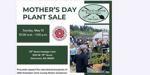 Sunday, May 10, Mother's Day Plant Sale