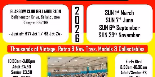 GLASGOW Toy, Train & Sci-Fi Fair on Sunday 29th November 2026
