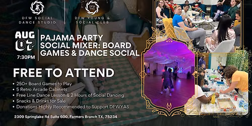 Pajama Party Social Mixer: Board Games & Dance Social