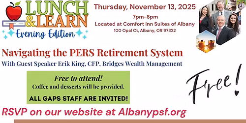 Lunch and Learn Evening Edition: Navigating the PERS Retirement System