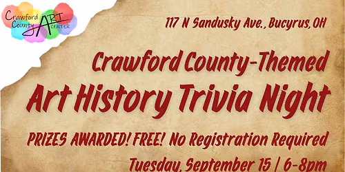 Art History Trivia Night (Crawford County Themed)