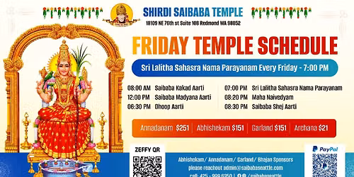 Friday Temple Schedule
