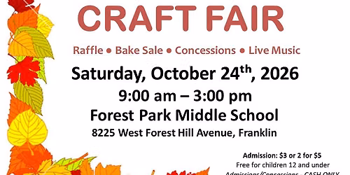 Cinnamon & Cider Craft Fair 2026 - UMPS - Franklin United Music Parents