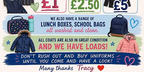 pre\/loved school uniform day.