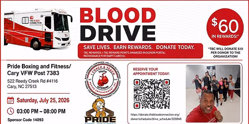 Community  Blood Drive - Cary VFW Post 7383 & Pride Boxing