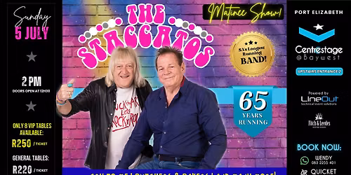 THE STACCATOS. 5 July 2026 at Centrestage@Baywest