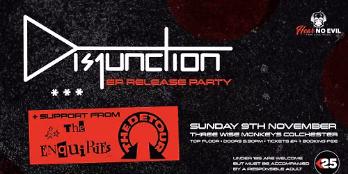 Disjunction Live At TWM Colchester! Supports from The Enquires + The Detour