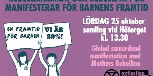 Rebellmammor och Rebellpappor manifesterar f\u00f6r klimatet och barnens framtid