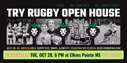 Try Rugby Open House, Tue Oct 20 \ud83e\udd81\ud83d\udc9a (New Date)