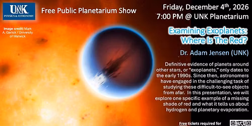 UNK Public Planetarium Show: "Examining Exoplanets: Where Is The Red?"