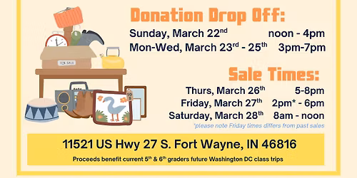 SJHC Spring Rummage Sale - March 26-28th