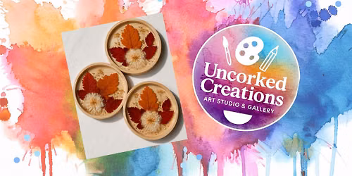 Resin Fall Floral Coasters! Set of 4 Coasters 