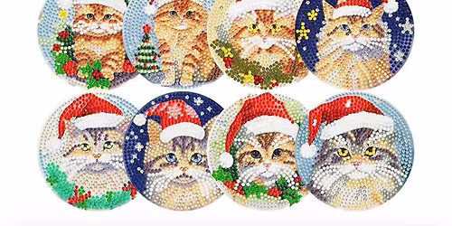 Diamond Art Christmas Cat Coasters