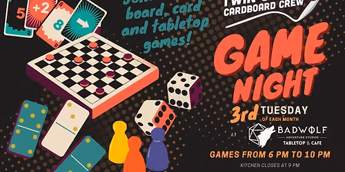 Board Game Night, Hosted by TC3 | 3rd Tuesday of the Month