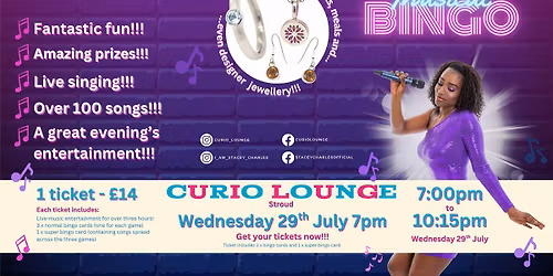 Midweek Musical Bingo at Curio Lounge (Stroud, Gloucestershire) - Wednesday 29th July 7pm