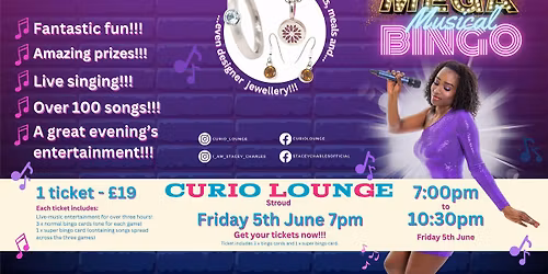 \u2b50MEGA\u2b50 Musical Bingo at Curio Lounge (Stroud, Gloucestershire) - Friday 5th June 7pm