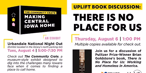 The Community Crate + UpLift Book Discussion: "There Is No Place for Us"