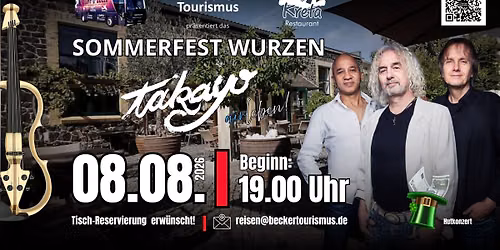 TAKAYO erleben! SOMMERFEST WURZEN im Restaurant KRETA pr\u00e4sentiert von Becker Tourismus