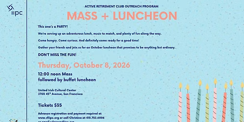 Active Retirement Mass and Luncheon | Thursday, October 8, 2026