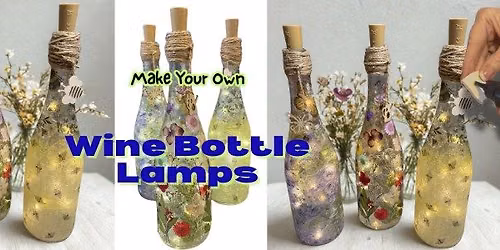 Wine Bottle Lamp with Dried Flowers