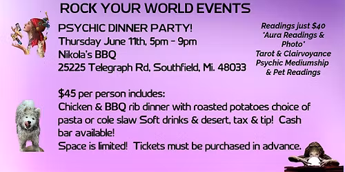 Psychic Dinner Party @ Nikola's BBQ in Southfield!