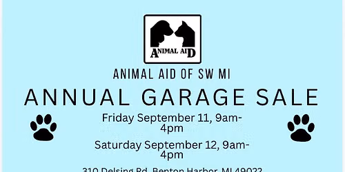 Animal Aid of SW MI Annual Garage Sale 