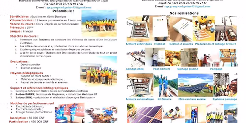 Formation pratique en \u00e9lectricit\u00e9 de b\u00e2timent, industrielle et l'\u00e9nergie solaire