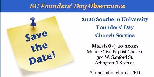 SUAF-Dallas Chapter: 2026 Southern University Founders' Day Church Service