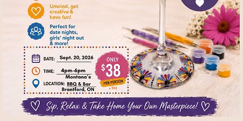 Brantford-Sip, Dot & Unwind -Wine glass Dot-Painting Workshop