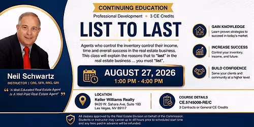 List To Last with Neil Schwartz 3 Hr CE