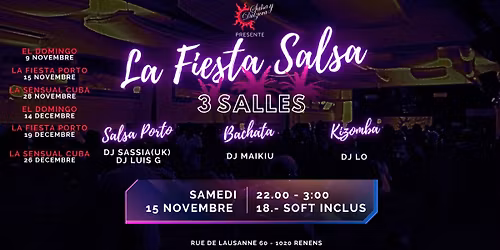 La Fiesta Mambo Salsa y Dulzura - Samedi 15 novembre- 3 Salles