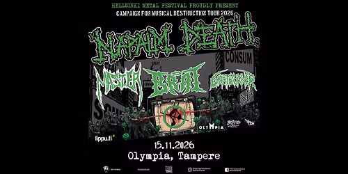 NAPALM DEATH: Campaign for Musical Destruction - 15.11.2026 Olympia, Tampere