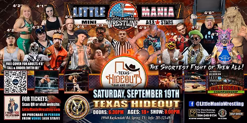 Spring, TX -  Little Mania Mini Wrestling @  Texas Hideout