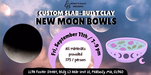 Custom Slab Built NEW MOON Bowls (hand built clay) 9\/11 from 7-9pm