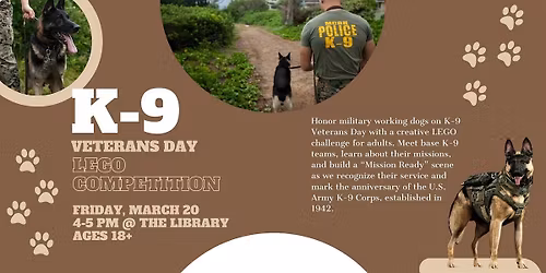 K-9 Veterans Day Lego\u00ae Challenge