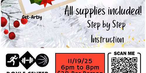 Holiday Wreath Barn Quilt Wood Canvas (8x8)