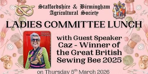 Ladies Committee Lunch with Caz - 2025 Winner of Great British Sewing Bee