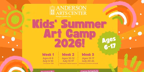 Summer Art Camp (Ages 6-9) By Anderson Arts Center!